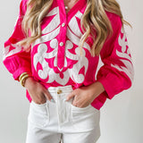 Baroque Applique Detail Top - Pink
