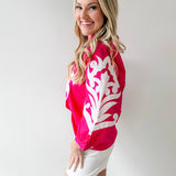 Baroque Applique Detail Top - Pink