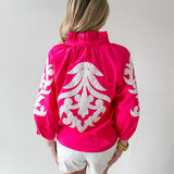 Baroque Applique Detail Top - Pink