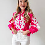 Baroque Applique Detail Top - Pink