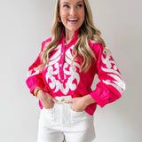 Baroque Applique Detail Top - Pink