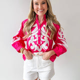 Baroque Applique Detail Top - Pink