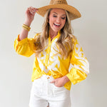 Baroque Applique Detail Top - Yellow