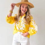 Baroque Applique Detail Top - Yellow