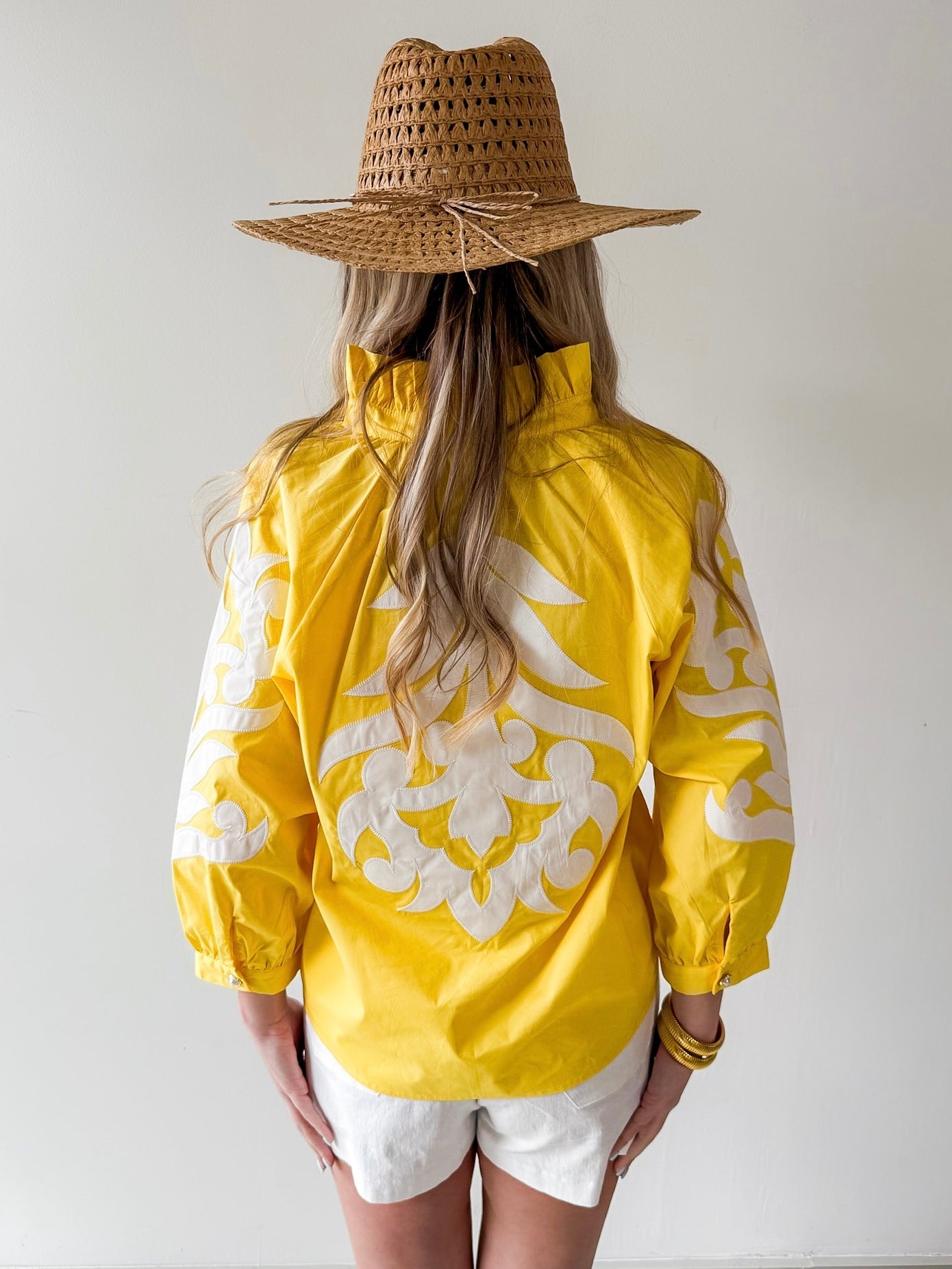 Baroque Applique Detail Top - Yellow