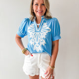 Baroque Floral Applique Detail Top