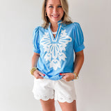 Baroque Floral Applique Detail Top