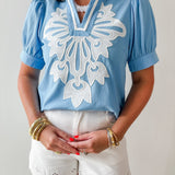 Baroque Floral Applique Detail Top