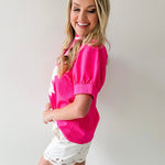 Baroque Floral Applique Detail Top - Pink