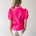 Baroque Floral Applique Detail Top - Pink