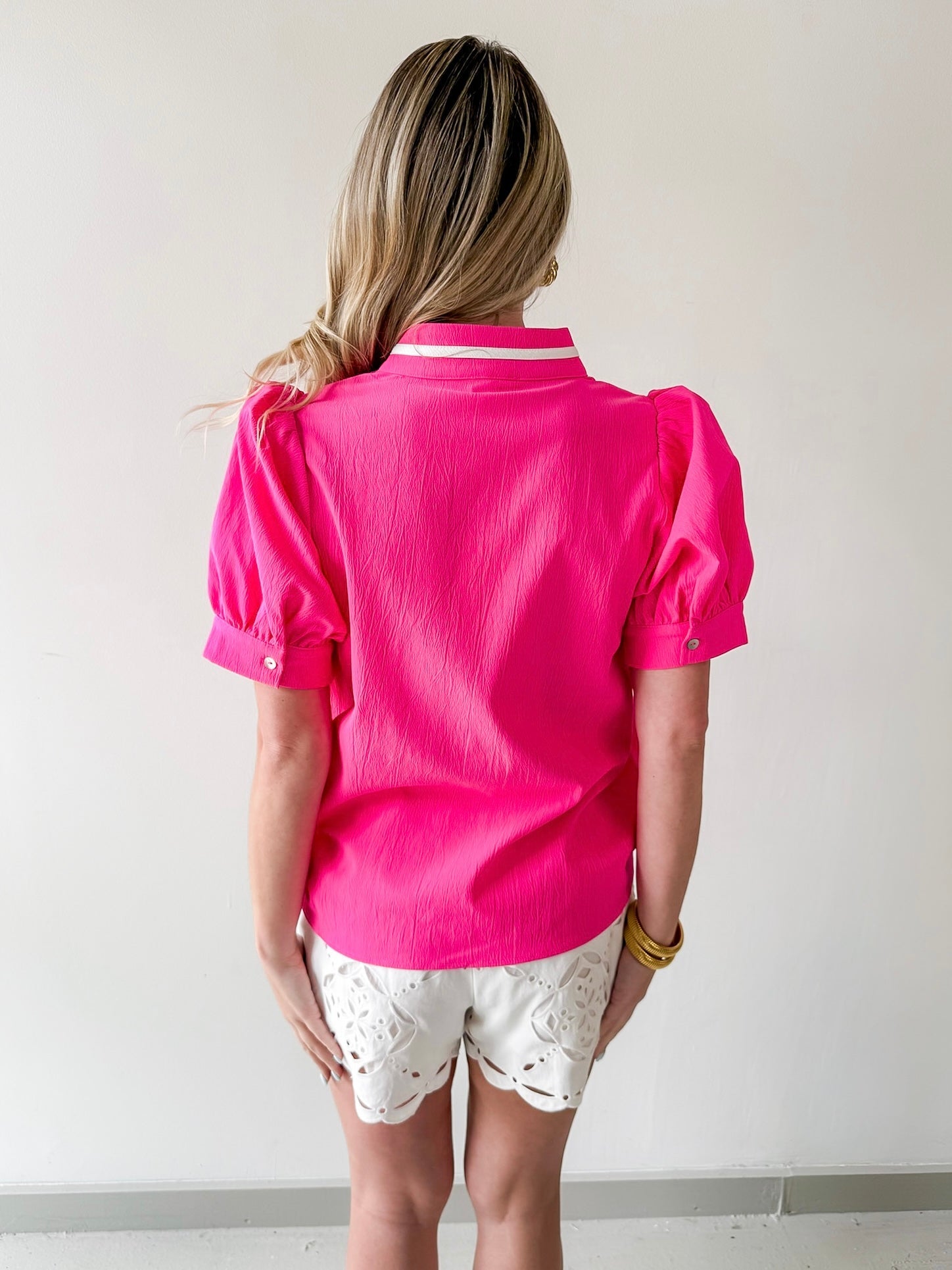 Baroque Floral Applique Detail Top - Pink