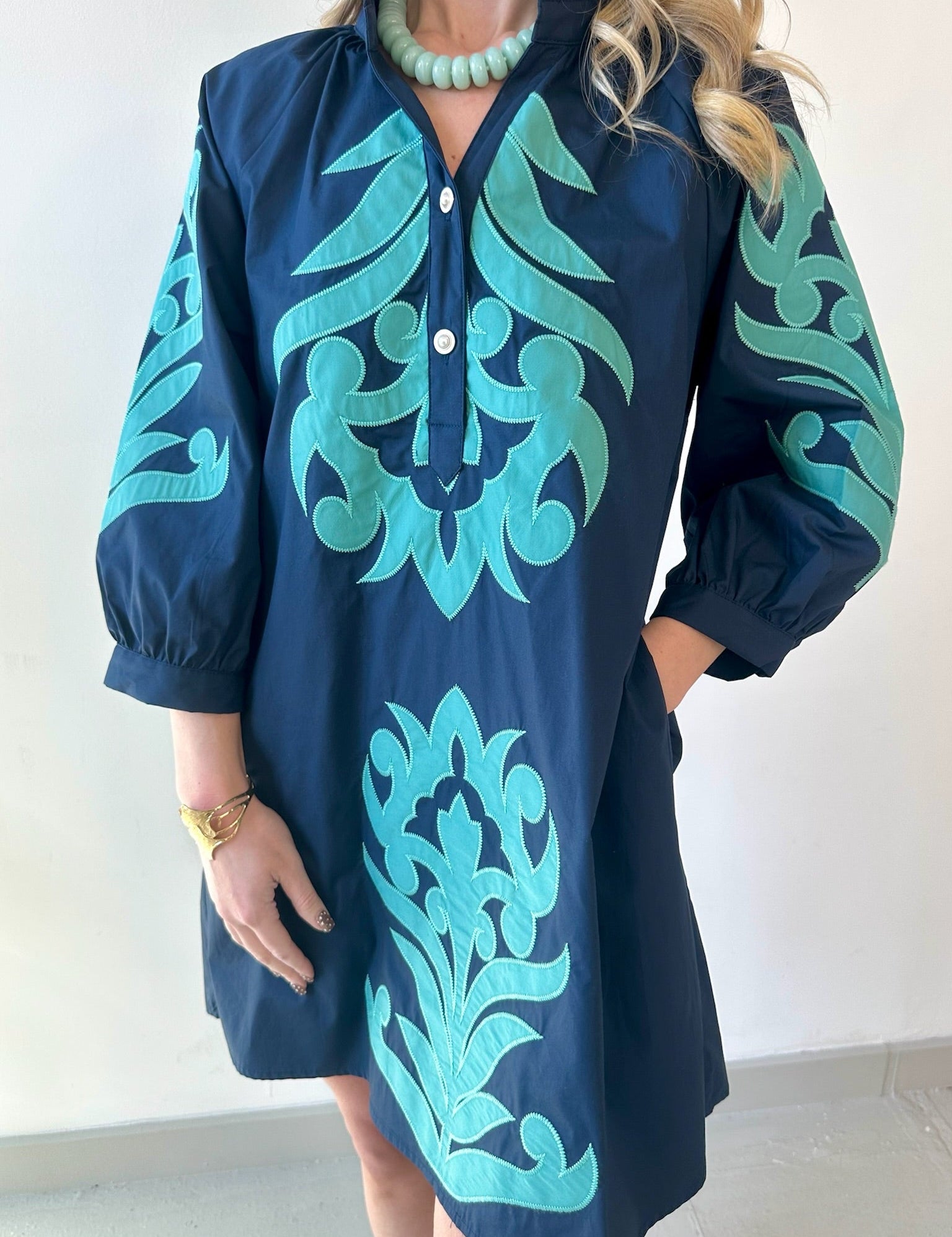 Baroque Floral Applique Dress