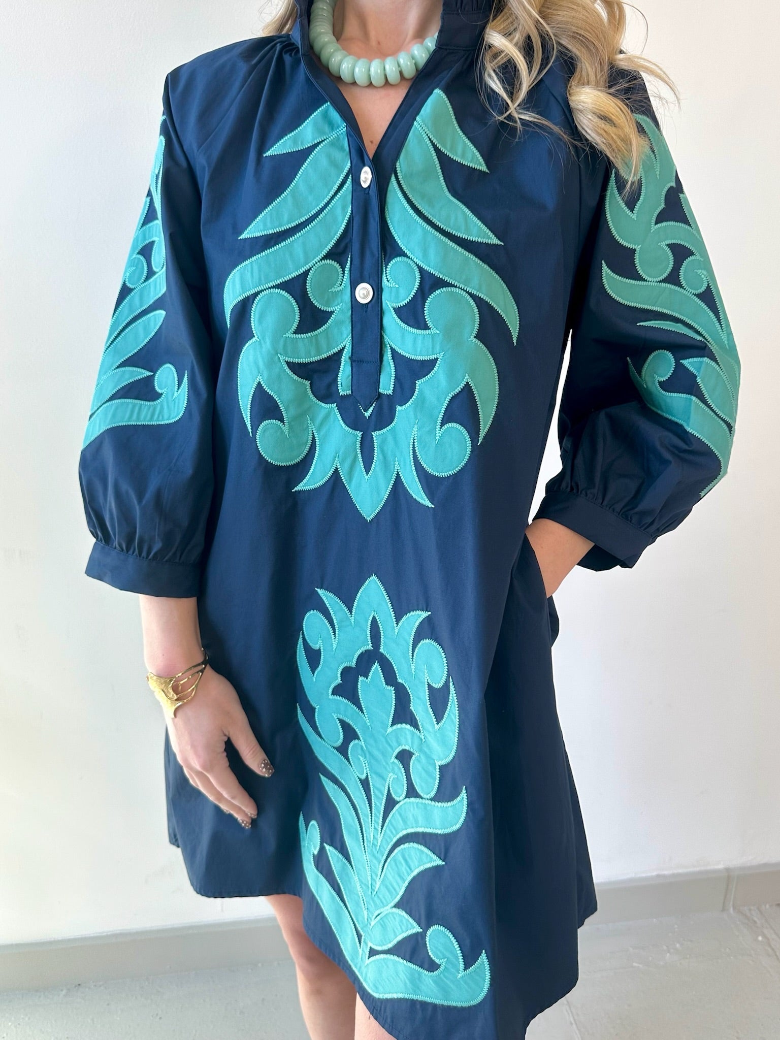 Baroque Floral Applique Dress