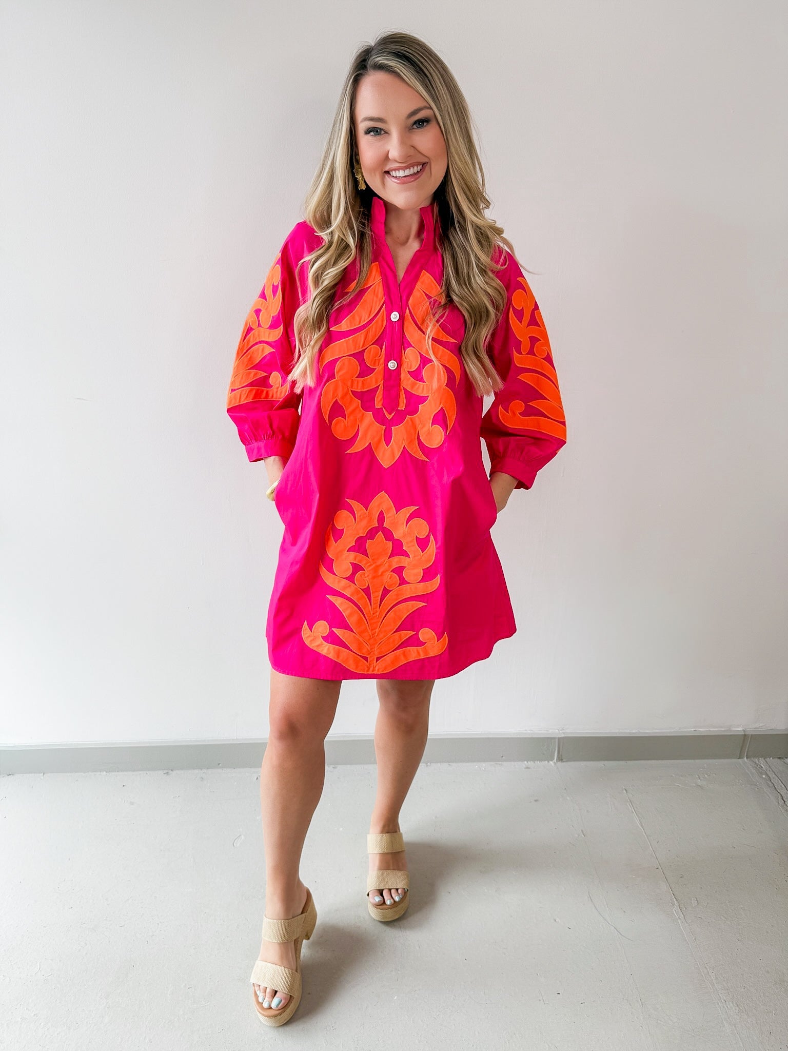 Baroque Floral Applique Dress