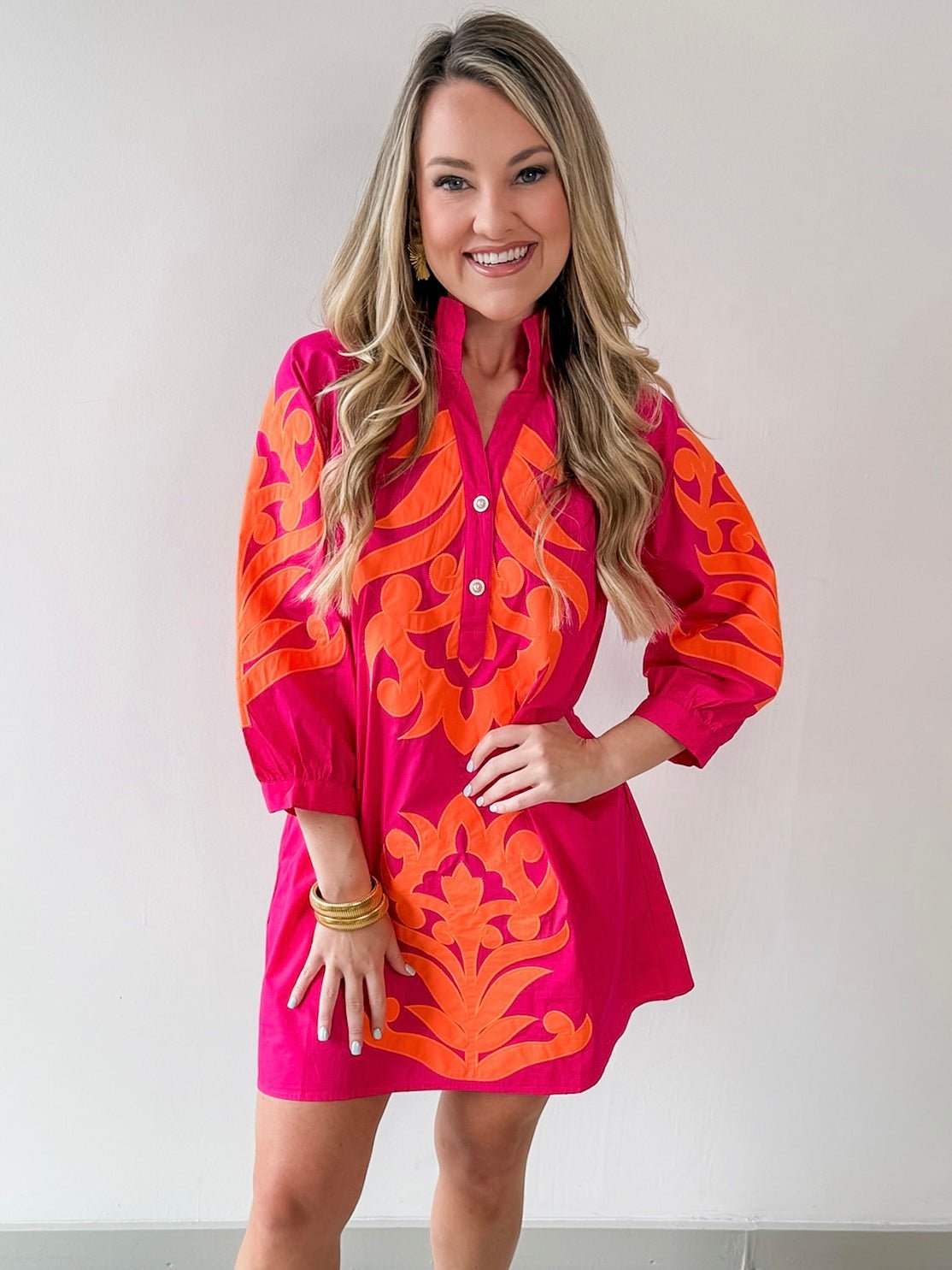 Baroque Floral Applique Dress