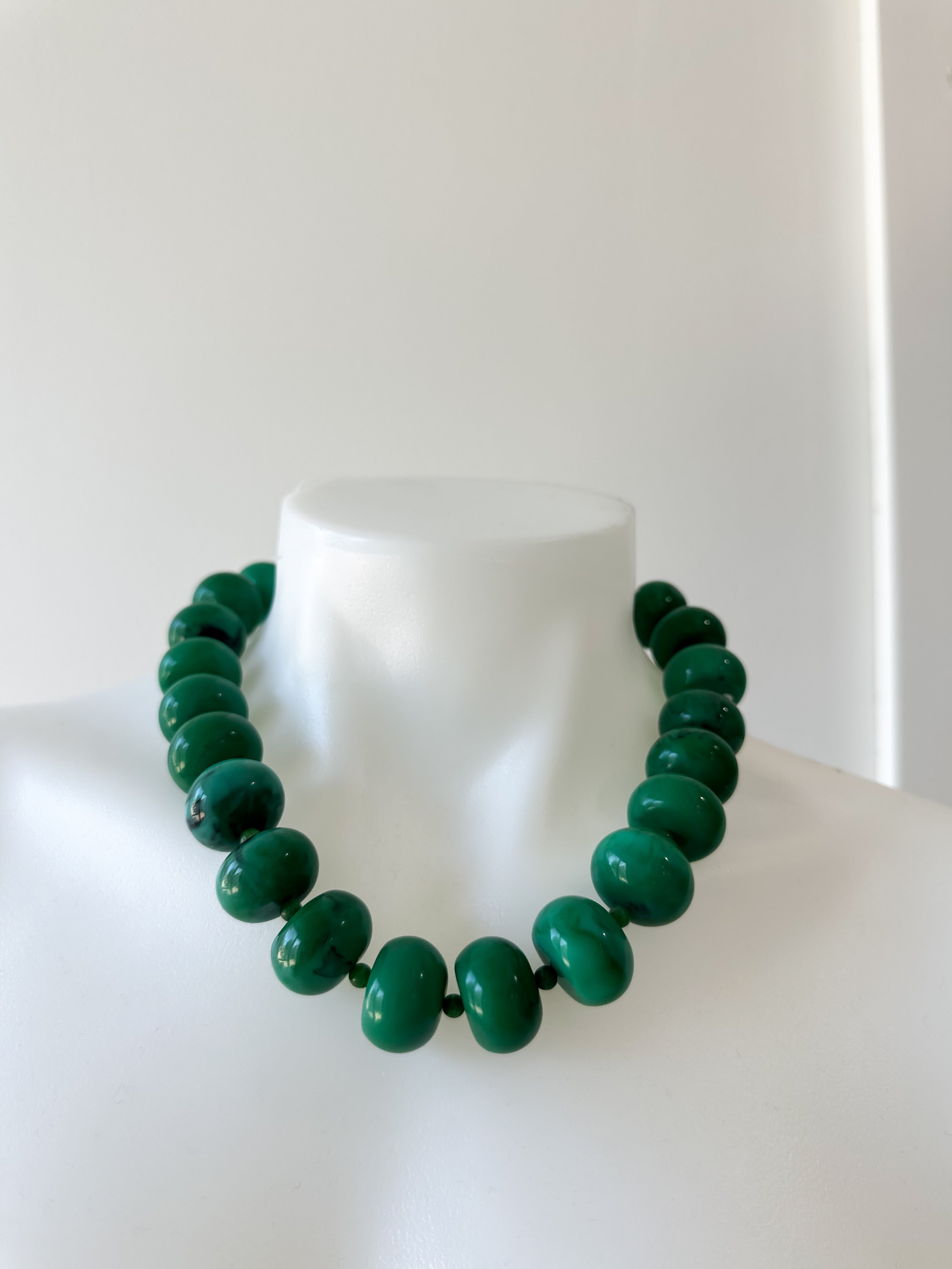 Beaded Round Necklace-Green