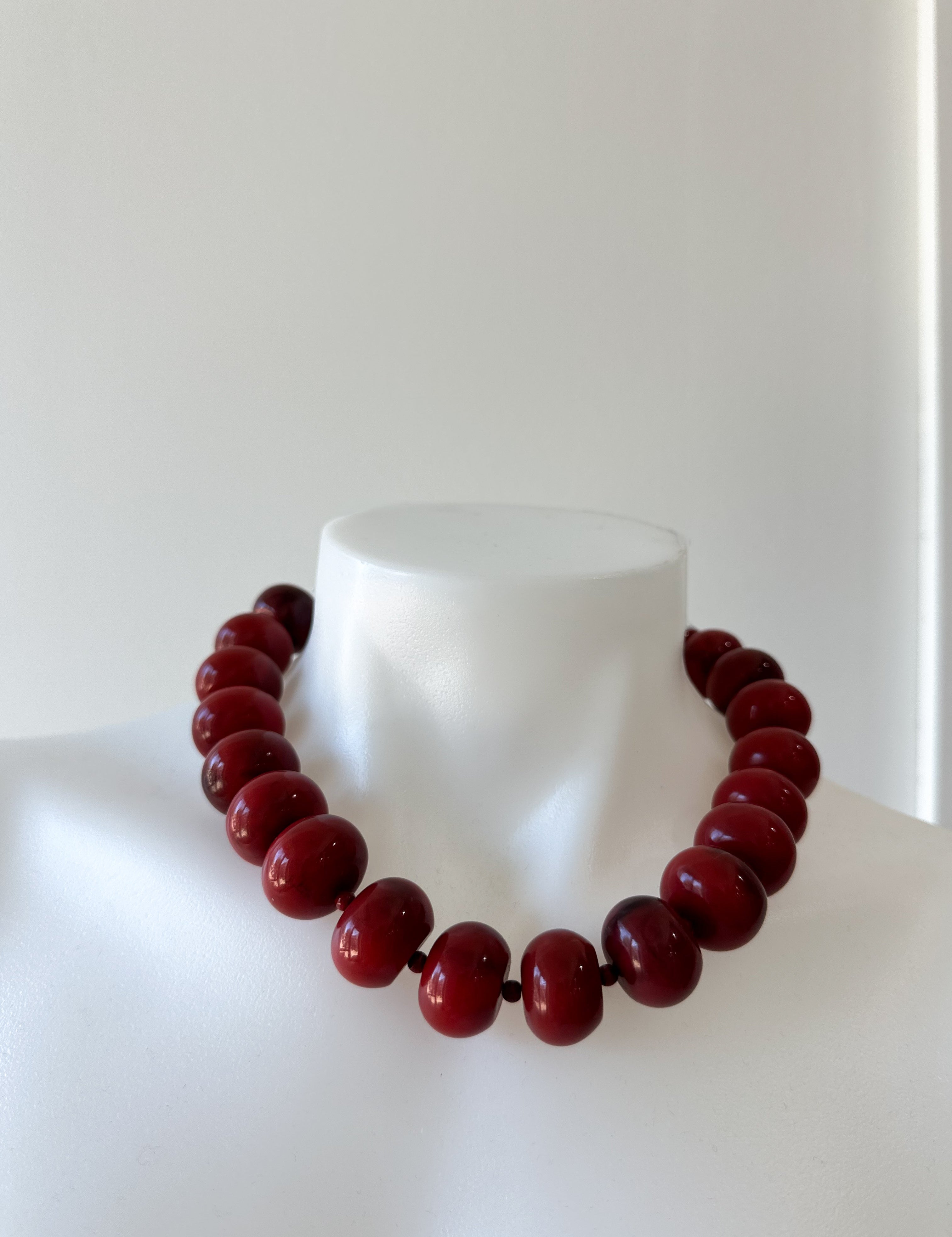 Beaded Round Necklace-Red