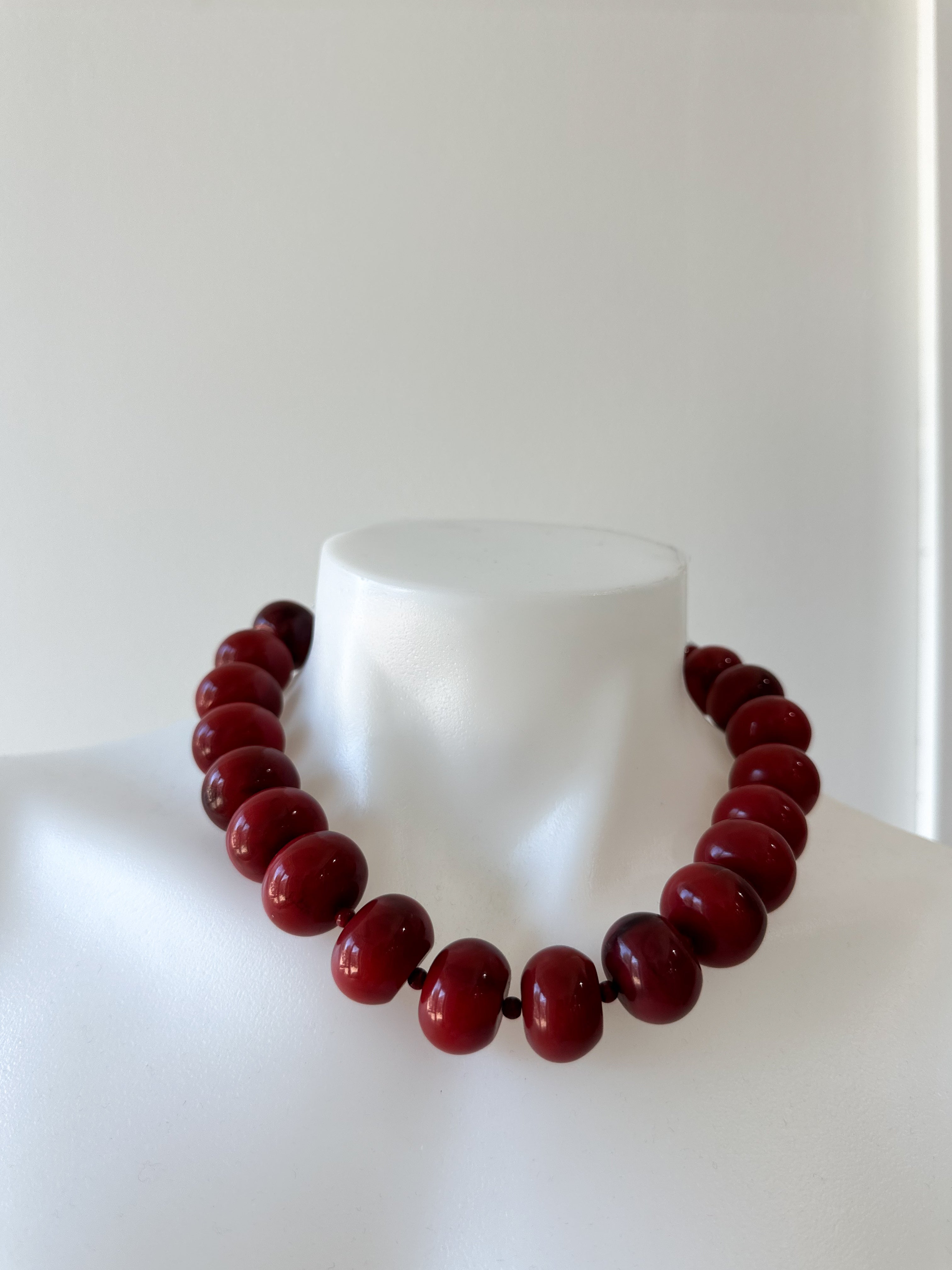 Beaded Round Necklace-Red