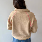 Beige Half Zip Fleece Sweatshirt