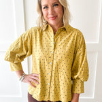 Bishop Sleeve Polka Dot Top - Mustard