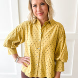 Bishop Sleeve Polka Dot Top - Mustard