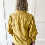 Bishop Sleeve Polka Dot Top - Mustard