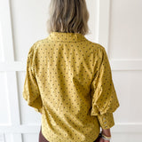 Bishop Sleeve Polka Dot Top - Mustard