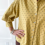 Bishop Sleeve Polka Dot Top - Mustard