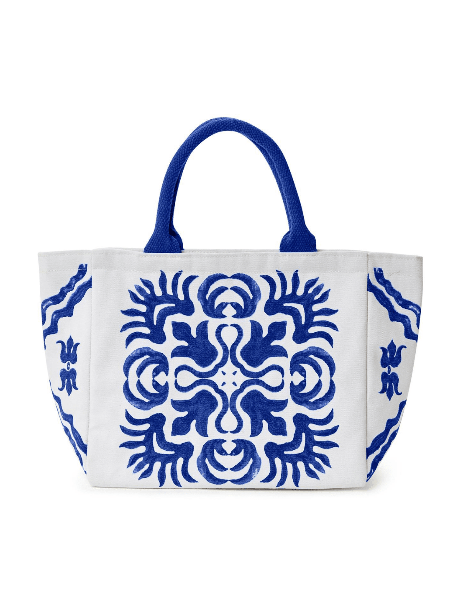 Blue Block Print Lunch Tote