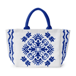 Blue Block Print Lunch Tote