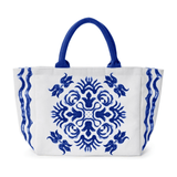 Blue Block Print Lunch Tote