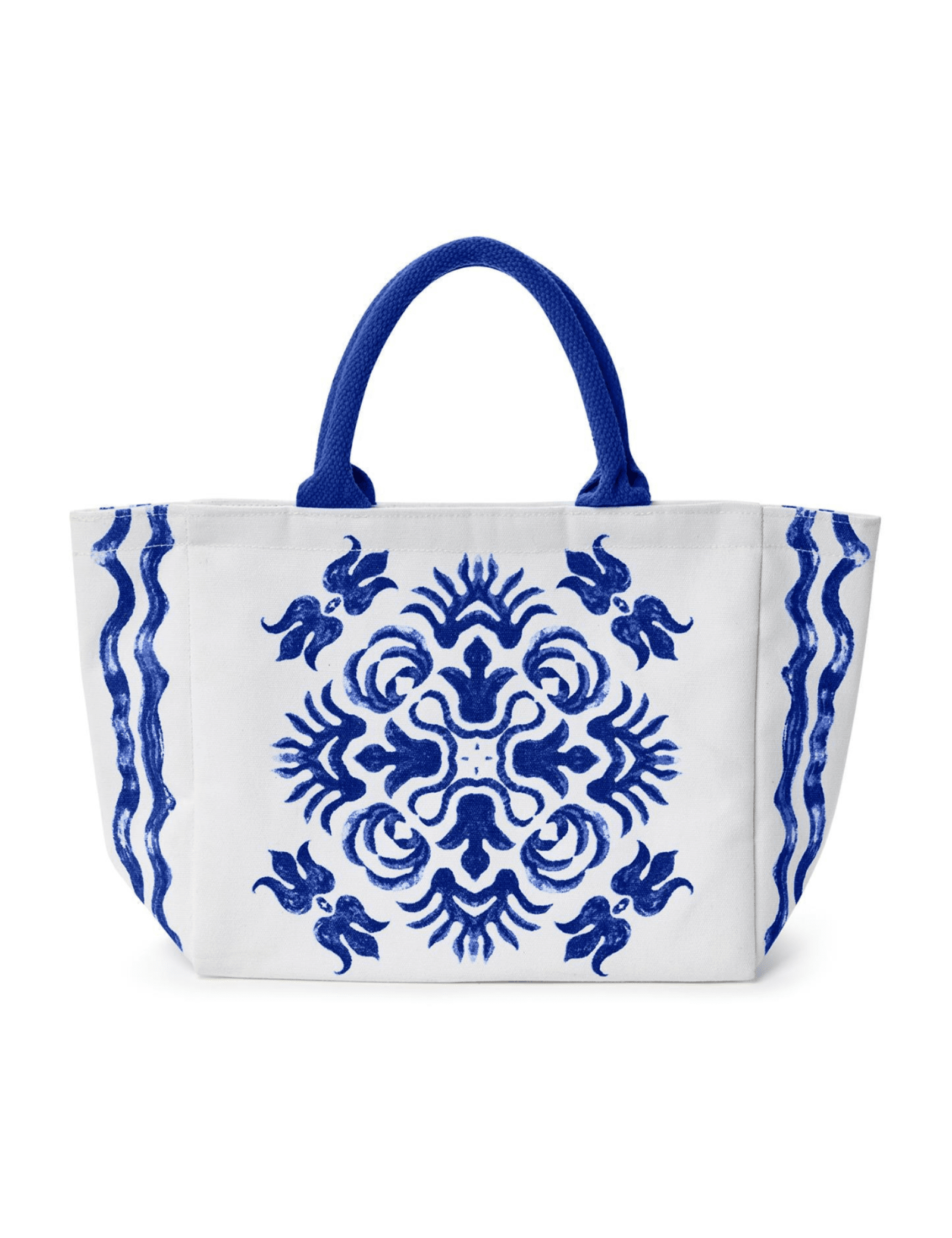 Blue Block Print Lunch Tote