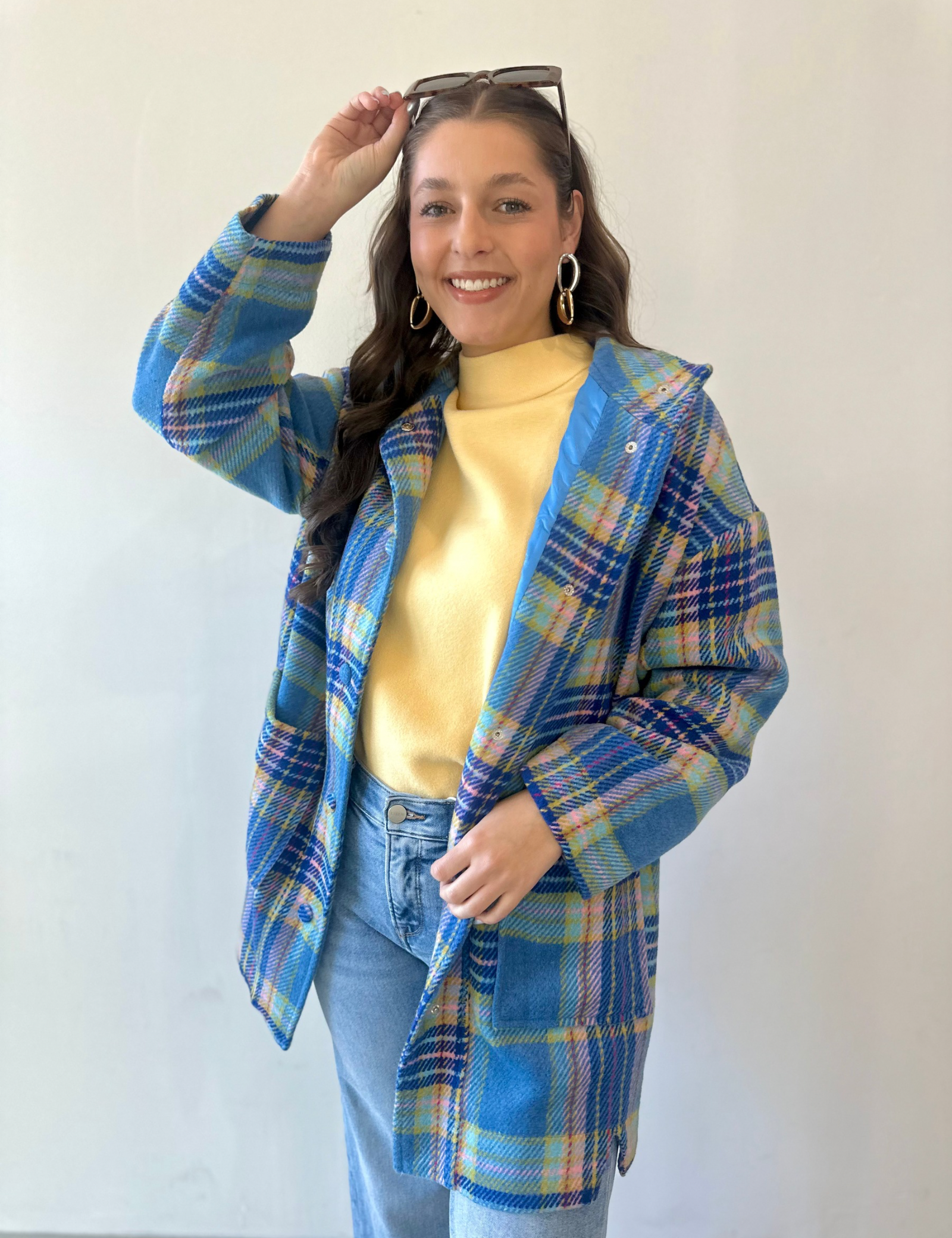 Blue Multi Oversized Coat