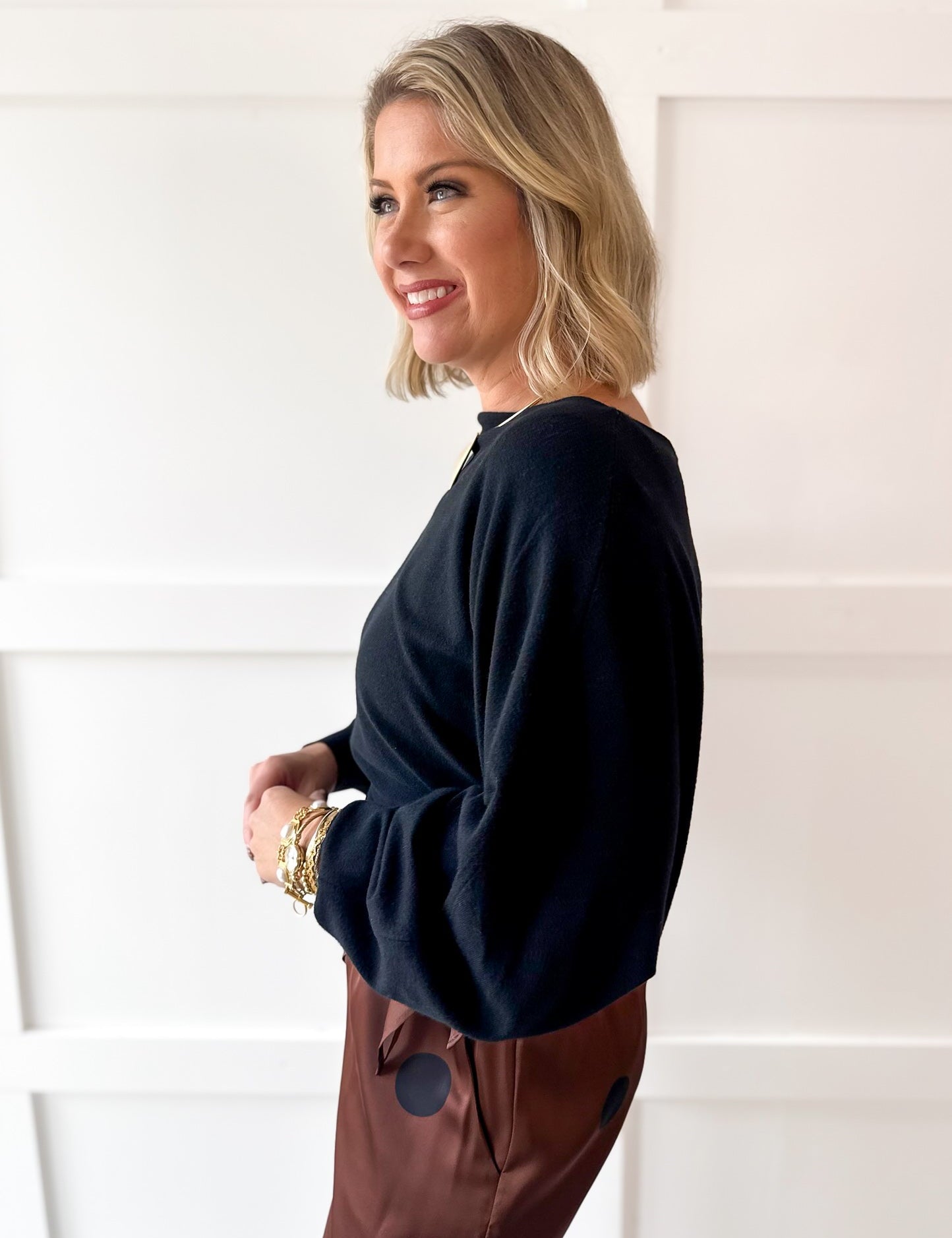 Boat Neck Classic Sweater - Black