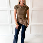 Boat Neck Short Sleeve Top -Mocha