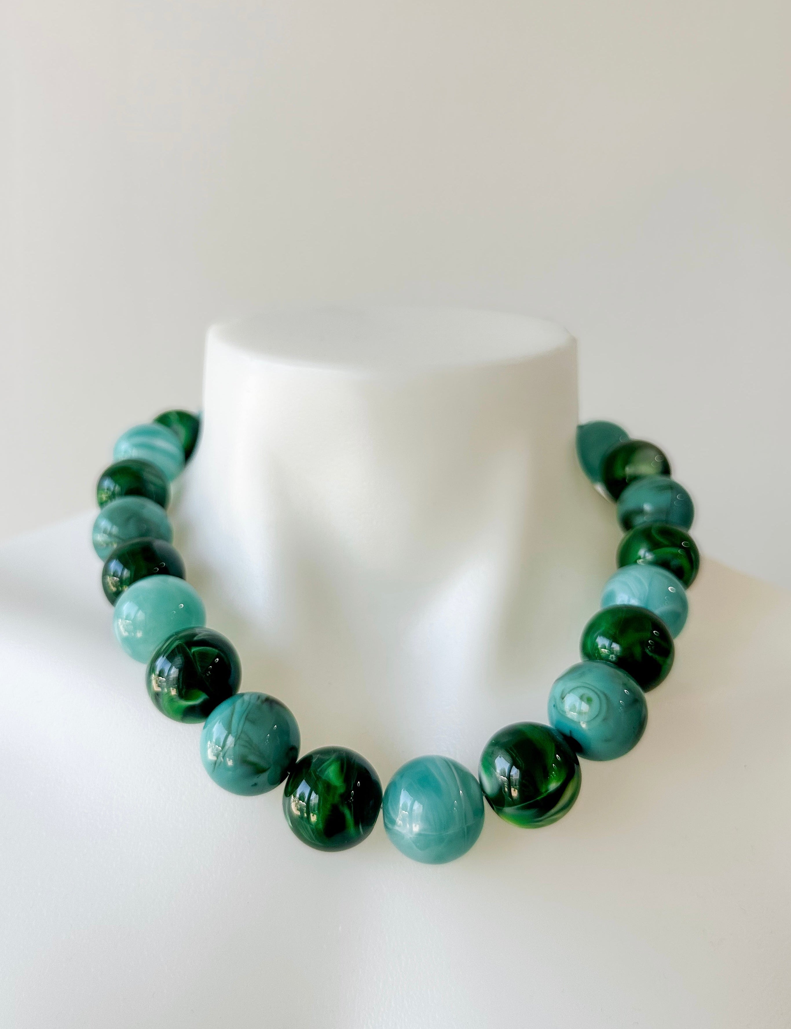 Bohemian Round Beaded Necklace-Aqua/Green