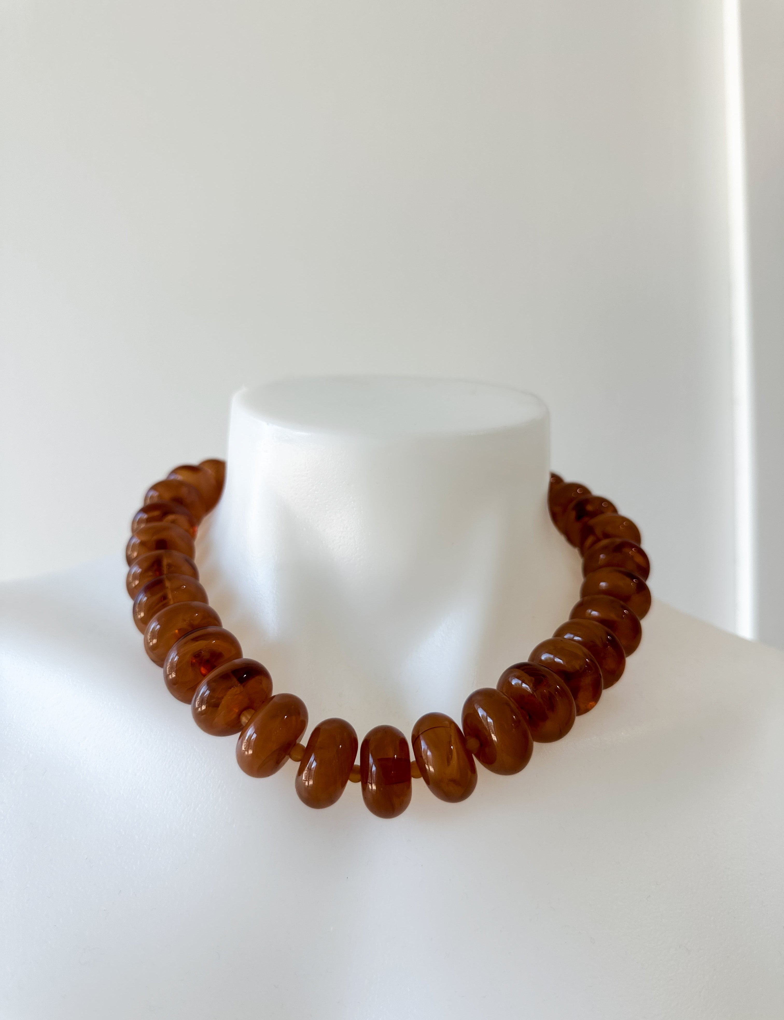 Bohemian Round Beaded Necklace- Yellowish Brown