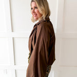 Bomber Jacket with Puff Sleeves - Brown