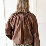 Bomber Jacket with Puff Sleeves - Brown