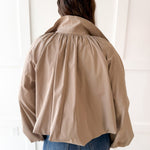 Bomber Jacket with Puff Sleeves - Taupe