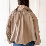Bomber Jacket with Puff Sleeves - Taupe