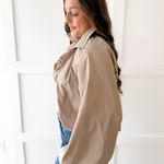 Bomber Jacket with Puff Sleeves - Taupe