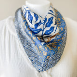 Botanical Leaf Scarf - Blue