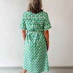 Botanical Print Shirt Sleeve Midi Dress - Green