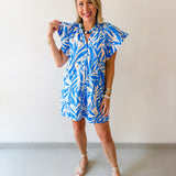Botanical Print Tunic Mini Dress