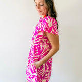 Botanical Print Tunic Mini Dress