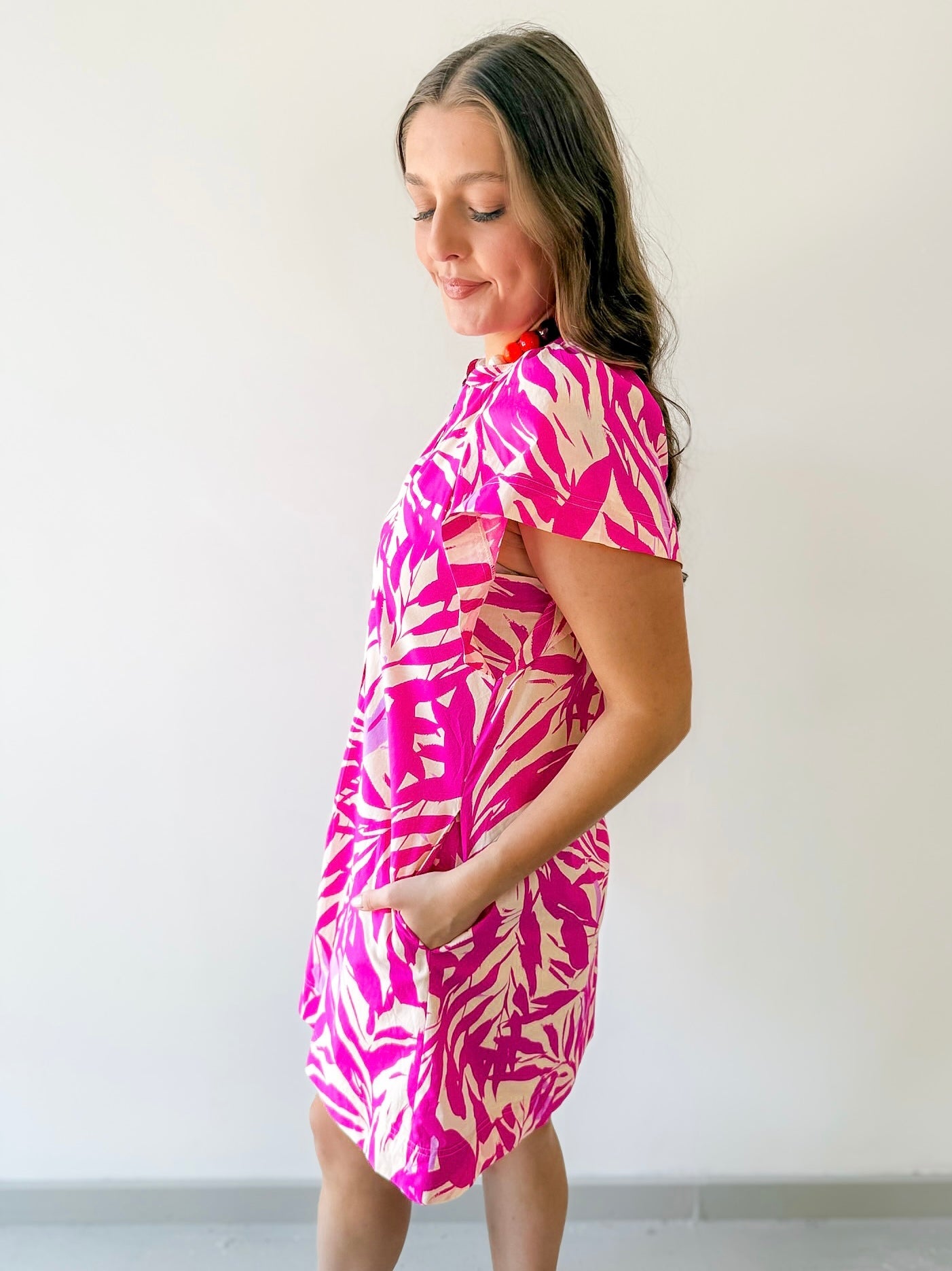 Botanical Print Tunic Mini Dress
