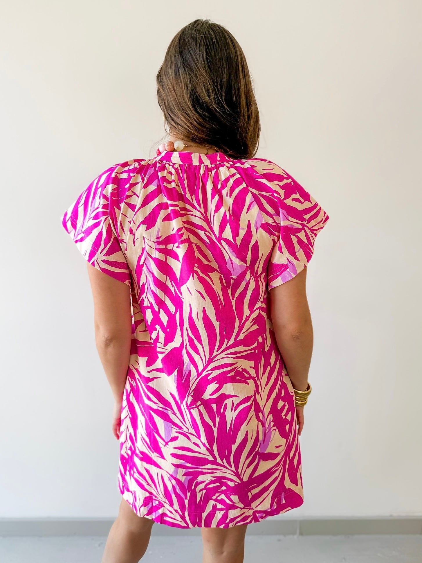 Botanical Print Tunic Mini Dress