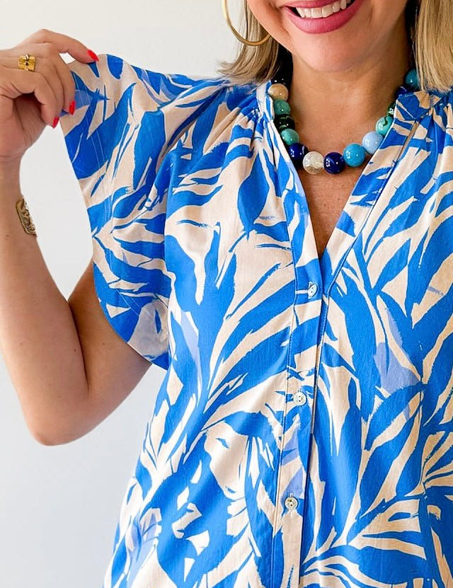 Botanical Print Tunic Mini Dress