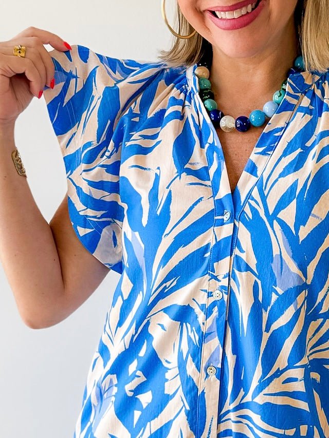 Botanical Print Tunic Mini Dress
